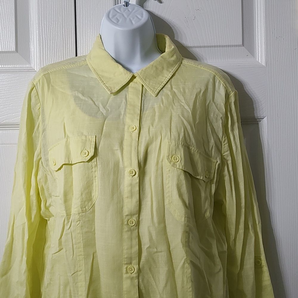 Chico's Yellow 2pc Set Button Down Blouse With Ta… - image 3